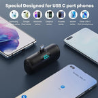 Mini Portable Charger 5000mAh Power Bank,15W PD USB C Cell Phone Portable Power, LCD Display Battery Pack Compatible With iPhone 15/15 Plus/15 Pro/15 Pro Max/Android/Samsung/Moto/LG (Type-C Only)