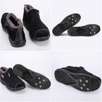 2 Pairs Non Slip Gripper Spike, Ice Grippers Traction Cleats Snow Shoe Spikes Grips Crampons with 10 Steel Studs Cleats