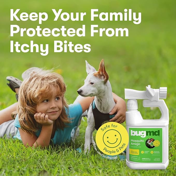 BugMD Mosquito Amigo Ant Killer & Bug Spray - Outdoor Roach, Cockroach, and Spider Killer, Fly and Insect Defense, Natural Plant-Based Formula, Safe with Essential Oils