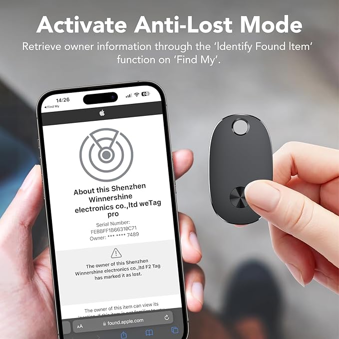 Air Tracker Tags-4 Pack, Bluetooth Tracker Works with Apple Find My APP (iOS Only), Keys Finder and Item Locator for Luggage, Backpack, Suitcases, Replaceable Battery, IP67 Waterproof Tracking Tag