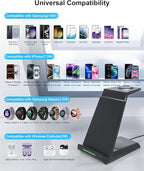 Wireless Charger for Samsung - NANAMI 3 in 1 Charging Station for Multiple Devices, Fast Charger Stand for Galaxy S25 S24 S23 Ultra S22 S21 Z Flip Fold 4,Galaxy Watch 6/5/5 Pro/4/3, Galaxy Buds 2 Pro
