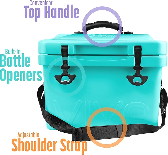 Viva 14QT On-The-Go Personal Portable Hard Cooler Ice Chest | Everyday, Beach, Sports, Camping, Picnics, Lunch Box, Groceries/Market