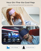 Dual-Sided Sleep Mask for Side Sleepers, Soundless Velcro, Bamboo Fiber & Milk Silk Eye Mask, Zero Pressure Sleeping Mask for Women & Men, Eye Relief Blindfold for Nap, Travel Essentials, Blue