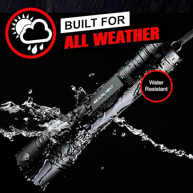 GearLight S2000 LED Flashlight High Lumens - Super Bright, Powerful, Mid-Size Tactical Flashlight for Outdoor Activity & Emergency Use - S2000-1 Pack, (Batteries Not Included)