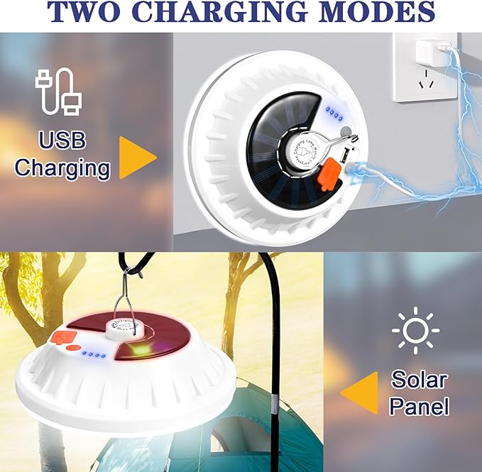 Solar Camping Light with Remote 6000LM, Rechargeable Hanging Light Portable LED for Home, Tent Canopy Lights Solar Camping Lanterns for Power Outages, Emergency, Hurricane