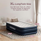 Twin XL Air Mattress with Built-in Pump, 18" Raised Comfort, 80“ Length, 48Hr Leak-Proof Test, Upgraded Honeycomb Pillar Design, Supports 500 lbs, 2-Min Inflation for Home, Guests & Camping