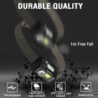 EverBrite Rechargeable Headlamp, LED Bright Motion Sensor Head Lamp Flashlight with 9 Modes, Adjustable Headlight for Adults with White Red Light, Water Resistant, Black, for Hiking, Running, Camping