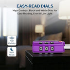Forge Open Alert TSA Approved Luggage Locks - 3 Digit Combination, Easy Read Dials, Zinc Alloy Body - Ideal Travel Lock for Luggage, Suitcases, Bags & Toolboxes (Purple 4 Locks)