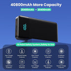 Portable Charger 40800mAh Power Bank with 3 Built-in Cable,25W PD USB C in&Out Power Bank Fast Phone Charging,QC4.0 LED Display Portable Battery Pack Compatible with iPhone 16/15, Galaxy Android-Black
