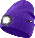 ATNKE LED Lighted Beanie Hat,USB Rechargeable 4 LED Running Headlamp Bright Cap with The Light Gifts for Men and Women