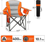 Northroad 2 Pack Oversized Camping Chair, Padded Portable Chairs Heavy Duty Camping Folding Chairs w/Cooler Bag & Cup Holder, Support 400 LBS for Outdoor, Fishing & Garden (Orange & Blue)