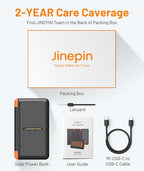 Power Bank Solar Charger 46800mAh Built in 4 Cables 3 Foldable Solar Panels, PD20W Fast Charging Portable Charger, LED Display Powerbank USB C in/Output, External Battery Pack with SOS Camping Light