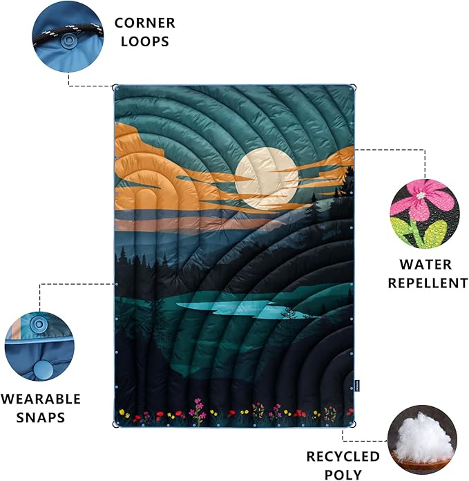 Camping Blanket,Lightweight Puffy Printed Camping Blanket Packable Outdoor Blanket for Camping,Traveling, Stadium, Hiking, Picnics