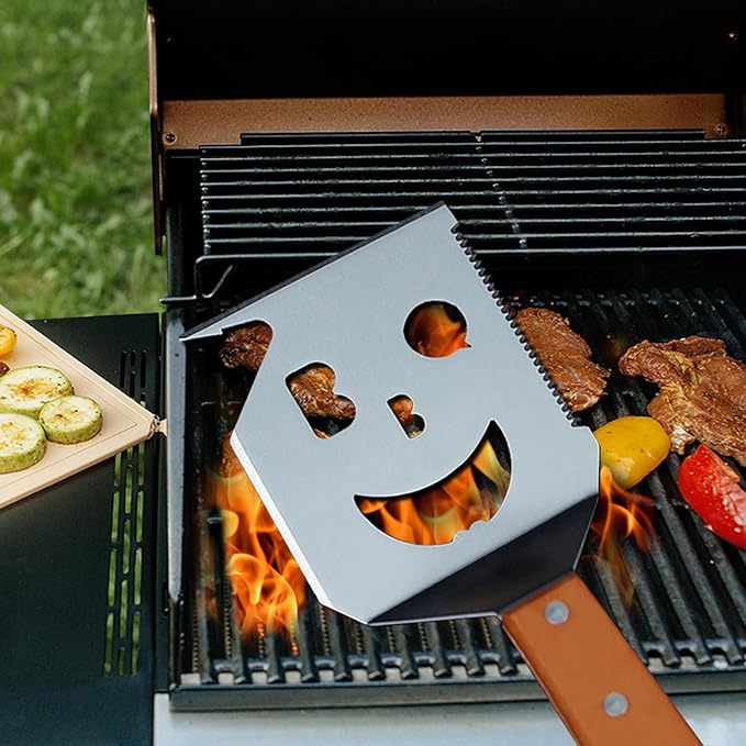 BBQ Gift for Men Dad Husband, Fathers Day Birthday Gifts, 7 in 1 Grill Spatula, Fun BBQ Accessories, Funny Grill Spatula for Outdoor Cooking, Outdoor Cooking Camping Multifunctional Tool