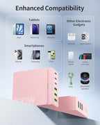 USB C Charger Block Charging Station: 100W 6 Port GaN Fast Charging Brick Hub Cube Box - PD 3.0 Type C & USB A Wall Charger Power Adapter for All iPhone 17 iPad Samsung Android Pixel Series