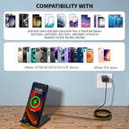 Wireless Charger Station,15W Desk Wireless Charging Stand 20W USB C Adapter for Apple iPhone 17 Pro/17/17/Air/16 Pro/16E/16 Plus/15/14/13,Samsung Galaxy S25/S24/S23/S22/Z Flip Fold/Note 20,Google etc