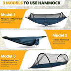 Chihee Ultra-Light Travel Camping Hammock Pop-up Net Hammock 660lbs Load Capacity,Breathable,Quick-Drying Parachute Nylon 2 Premium Carabiners,2 Tree Slings Included for Outdoor Backpacking Hiking