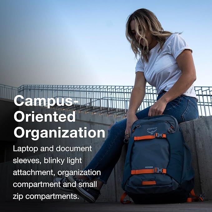 Osprey Proxima 30L Campus Laptop Backpack - Organized Everyday Pack with Tech Storage, Water Bottle Pockets, and Comfortable Carry - Perfect for College, Commute, and Travel, Firestarter Orange