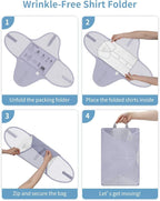 WANDF 7 Set Compression Packing Cubes for Travel, Shirt Folder for Wrinkle-Free, Suitcase Organizer Bags Set for Carry-On Checked Luggage Duffle Bag Women Men(Gray-blue)