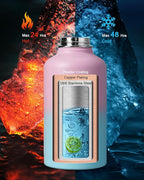 Insulated Water Bottle, 64 oz Stainless Steel Water Bottles with Straw, Leak Proof & BPA Free, Reusable Jug Thermo Flask for Outdoor Sports Gym Camping, Pink/Blue