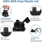 Volhoply 40 oz Insulated Water Bottles Paracord Handle, Stainless Steel Bottle with Spout Lid, Double Walled Vacuum Metal Travel Water Jug with Wide Mouth (Navy,1 Set)