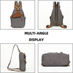 KouLi Buir Canvas Sling bag,Small Crossbody Backpack,Convertible Chest Bag Casual Daypack For Outdoor Cycling Hiking Travel (B3611-D.Grey-N)