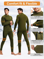 romision Thermal Underwear for Men Long Johns Fleece Lined Hunting Gear Bottom Top Set Base Layer for Cold Weather Gift