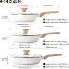 Ceramic Nonstick Frying Pan Skillet Set with Lid, 3 Piece Ceramic Pans for Cooking Non Toxic, Healthy Induction Cookware, Stay-Cool Handle, PFOA & PFAS Free (9.5 Inch, 11 Inch, 12.5 Inch)