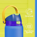 32 oz Insulated Water Bottle for Men: Meoky Stainless Steel Water Bottle with 2-in-1 Straw and Spout Lid - Leak Proof, Cold for 24 Hours, Protective Silicone Base, BPA-Free for Sports Gym, Sapphire