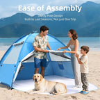 Beach Tent Sun Shelter for 4/5 Person - UPF 50+ UV Protection Portable Beach Shade Sun Canopy, Waterproof & Lightweight, Easy Setup Beach Tent for Family Beach Trips, Picnics, Camping
