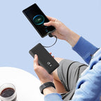 10000mAh Portable Charger with Built-in Cables and AC Wall Plug, USB C Fast Charging Power Bank with 3 Cords,5 Output External Battery Pack Compatible with iPhone,Tablet and All Smart Phones Black