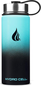 HYDRO CELL Stainless Steel Insulated Water Bottle with Straw - For Cold & Hot Drinks - Metal Vacuum Flask with Screw Cap and Modern Leakproof Sport Thermos for Adults (Teal/Black 18oz)
