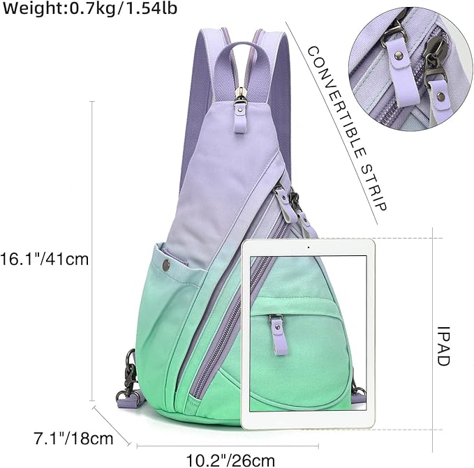 KL928 Canvas Sling Bag - Small Crossbody Backpack Shoulder Casual Daypack Rucksack for Men Women