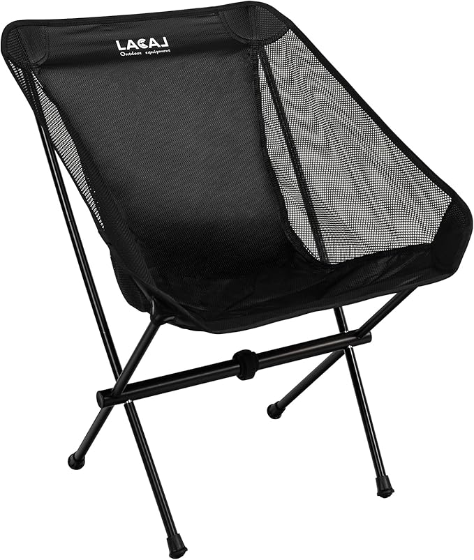 Ultra-Light Folding Camping Chair, All-Aluminum Frame, Surper Breathable Fabric, Easy to Carry, Compact Storage Size (1, Black)