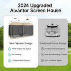 Alvantor Screen House Gazebo, 6-10-15 Person Pop Up Igloo Screened Canopy Tent with Mosquito Netting Sides, Instant UV Resistant Sun Shelter for Garden, Patio, Backyard