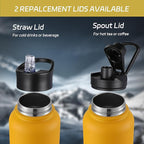 HASLE OUTFITTERS 40oz Stainless Steel Water Bottle, Vacuum Insulated Double Walled Leak Proof Sports Water Bottle with 2 Lids (Straw and Spout Lid) Keep Cold and Hot(Yellow Orange Gradient,1)