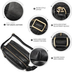 Augus Men's Leather Messenger Bag Shoulder Crossbody Backpack Bags Purse for Women Vintage Anti-Theft Waterproof Casual