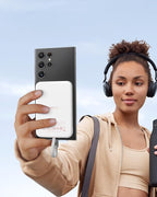 VEEKTOMX Power Bank 5000mAh with Cable Fast Charging, Magnetic Portable Battery Pack for iPhone, White