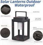 Solar Lantern Outdoor Table Lamp, Portable Rechargeable Solar Lamp Waterproof, 3-Level Brightness LED Nightstand Lantern, Touch Control Outdoor Lamps for Patio Reading Camping