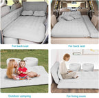 ISWEES Car Bed SUV Air Mattress, Car Air Mattress with Electric Pump, 2 Inflatable Pillows and 2 Footrests for Back Seat, Side Seat,Trunk Sleeping, Thickened Camping Bed - Grey