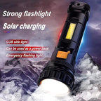 6PCS Solar/Rechargeable Multi Function 1000 Lumens LED Flashlight, with Emergency Strobe Light and 1200 Mah Battery, Emergency Power Supply and USB Charging Cable, Fast Charging