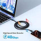 [Intel Certified]Long Thunderbolt 4 Cable,6.6FT USB C Nylon Braided Cable, 240W Fast Charging Supports 8K Displays/40Gbps Data Transfer Compatible with USB 4,Thunderbolt 3/4,Flexible Cord for MacBook