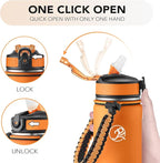 GOSWAG Insulated Sports Water Bottle, 24oz 2 Lids(with Straw/No Straw), Stainless Steel Water Bottles with Paracord Handle, Insulated Bottle with Double-Wall Vacuum Insulation