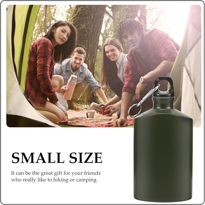 balacoo Camping Canteen, Portable Aluminum Army Water Bottle, Flat Design, 500ml, Ideal for Hiking, Camping, and Outdoor Activities (Random Color)