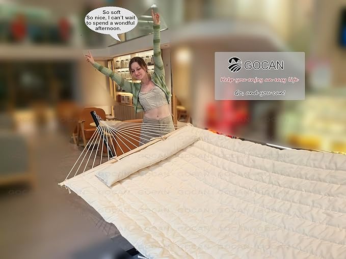 Mesh Hammock,Cotton Rope hammocks with Pad Chains Hooks Tree Straps fit Stands from 9' to 15' for Outside Indoor Patio Yard