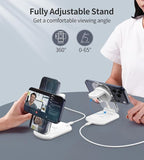 3 in 1 Magnetic Wireless Charging Station for Apple Devices, Fast Foldable Travel Mag-Safe Charger Stand with Night Light for iPhone 17 16 15 14 13 12 Series, Apple Watch/AirPods Pro, White