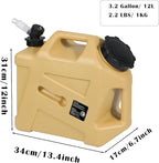 3.2 Gallon Water Jug with Spigot, BPA Free Leak-Proof Camping Water Container, Portable Emergency Water Storage for Outdoor Hiking, Home Use, Camping Essentials