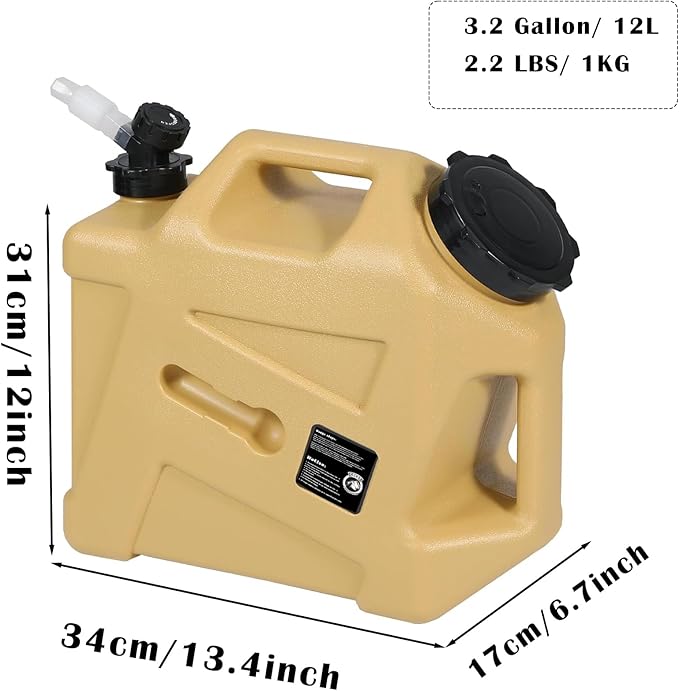 3.2 Gallon Water Jug with Spigot, BPA Free Leak-Proof Camping Water Container, Portable Emergency Water Storage for Outdoor Hiking, Home Use, Camping Essentials