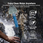 Gravity Water Filter System w/ 2-Gal Bag & 0.1-Micron Water Filter Straw, Gravity-Fed Water Filtration System Water Purifier Survival for Camping, Backpacking, Hiking & Emergency Preparedness