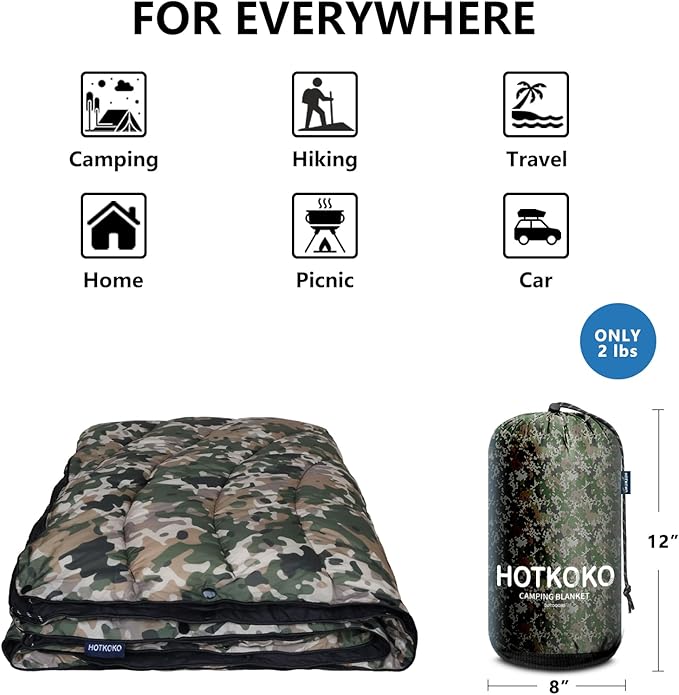 Camping Blanket,Lightweight Puffy Printed Camping Blanket Packable Outdoor Blanket for Camping,Traveling, Stadium, Hiking, Picnics